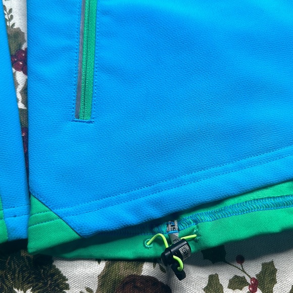 The North Face tech zip up mid layer jacket light blue & kelly green Size S/P - Picture 7 of 11
